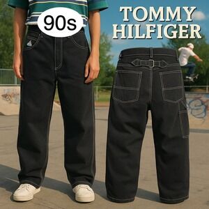 Vintage 90s Tommy Hilfiger‎ Carpenter Jeans 34 TH Buckle Skater Y2K Streetwear